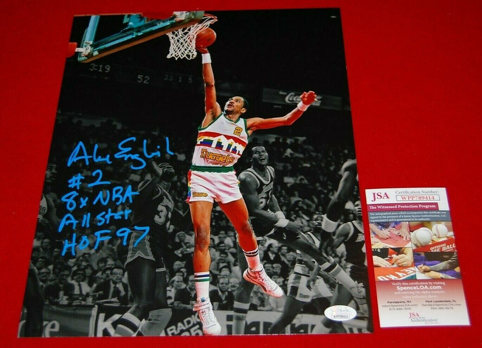 ALEX ENGLISH DENVER NUGGETS signed 11X14 photo (JSA COA)