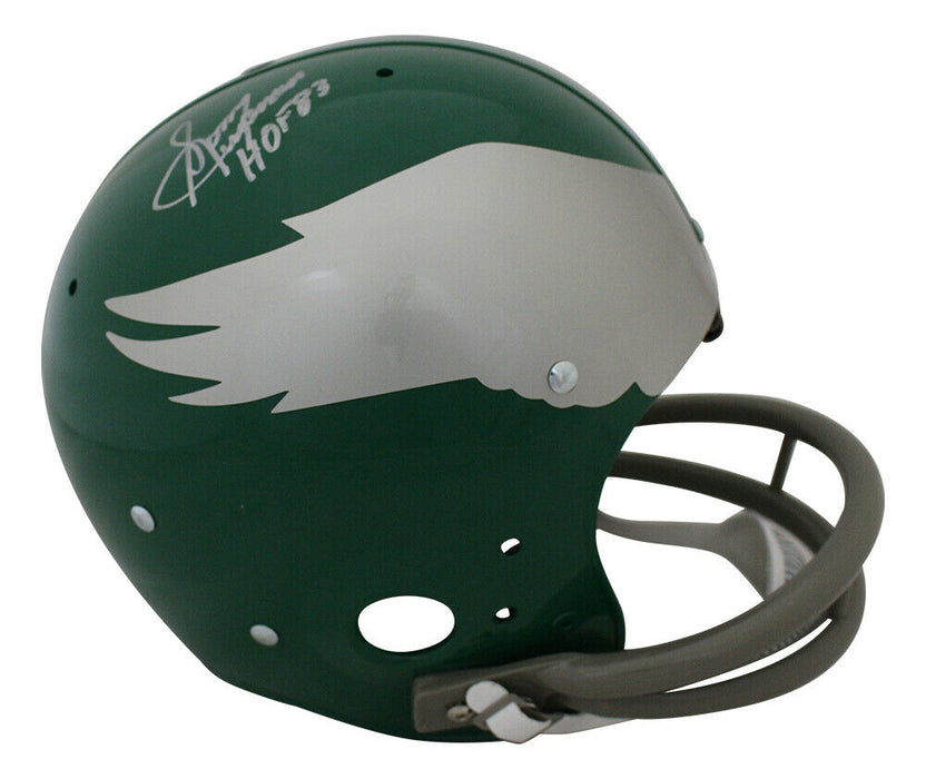 Sonny Jurgensen Philadelphia Eagles Signed Philadelphia Eagles TK Helmet with HOF 24928 (JSA COA)