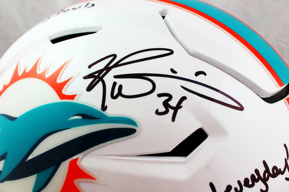 Ricky Williams Miami Dolphins Signed Dolphins Full-sized SpeedFlex Helmet with 3 Insc (BAS COA)