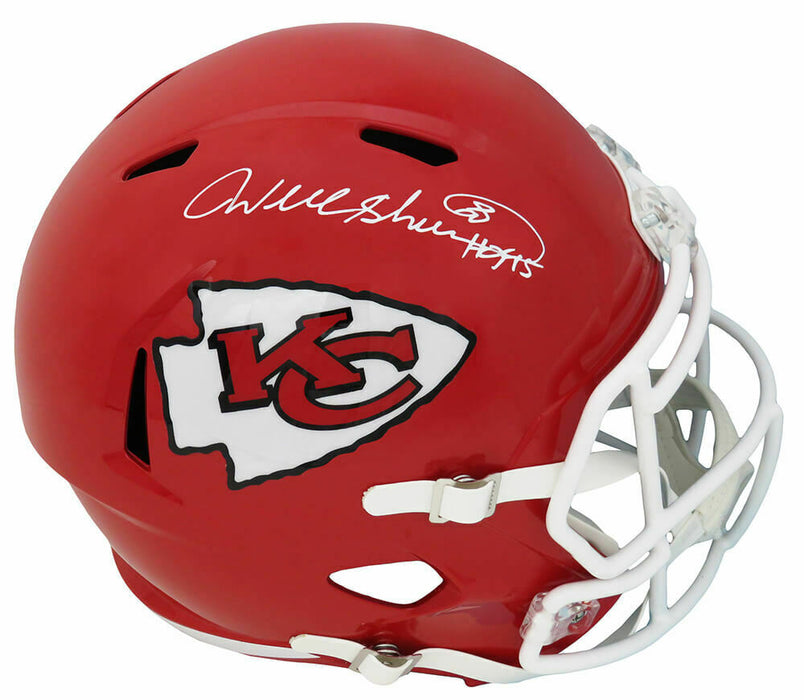 Will Shields Kansas City Chiefs Signed Chiefs Riddell Full-sized Speed Replica Helmet with HOF'15 (SCHWARTZ)