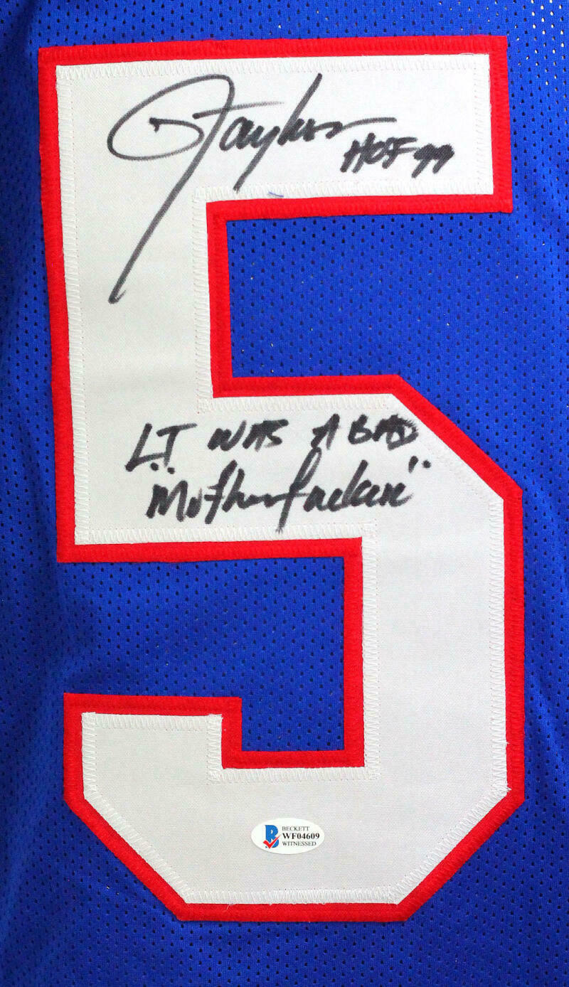 Lawrence Taylor New York Giants Signed Blue Pro Style Jersey with 2 Insc (BAS COA)