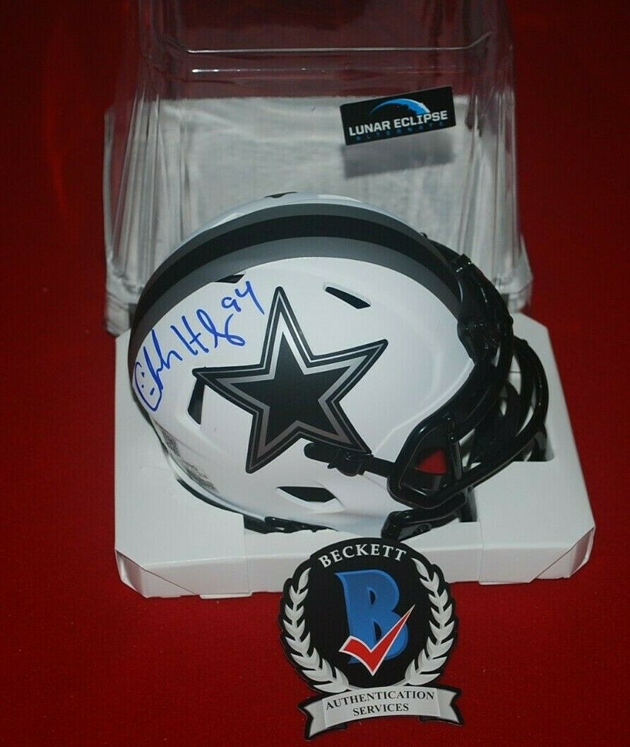 CHARLES HALEY Dallas Cowboys signed Lunar Eclipse Mini Helmet (BAS COA)