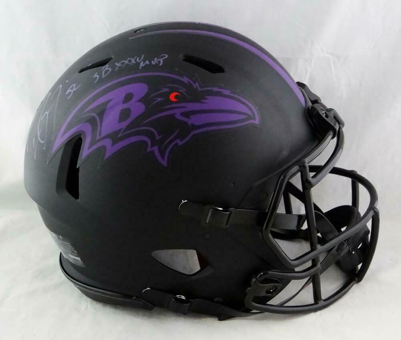 Ray Lewis Baltimore Ravens Signed F/S Speed Eclipse Authentic Helmet w/SB MVP (BAS COA)