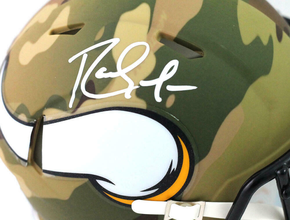 Randy Moss Minnesota Vikings Signed Minnesota Vikings Camo Speed Mini Helmet -(BAS COA)