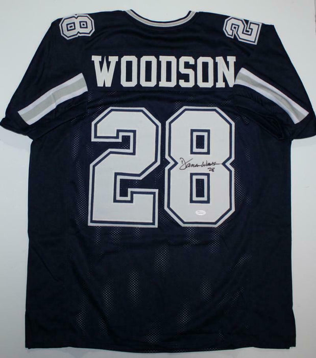 Darren Woodson Autographed Dallas Cowboys Blue Dbl Stitch Pro Style Jersey *8- (JSA COA)