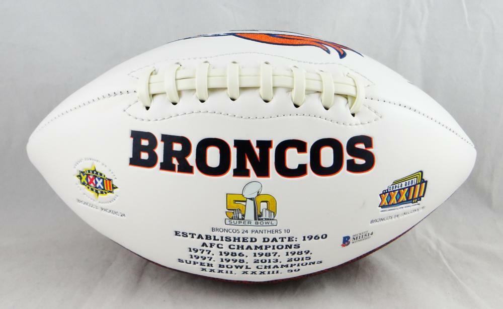 Jake Plummer Denver Broncos Signed Logo Football (BAS COA)
