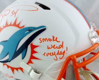 Ricky Williams Miami Dolphins Signed F/S Flat White Pro Line Helmet w/3Insc (JSA COA)