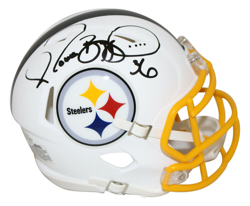 Jerome Bettis Pittsburgh Steelers Signed Flat White Mini Helmet (BAS COA)