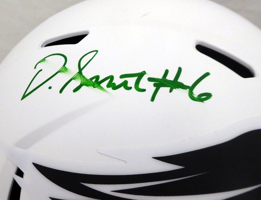 DeVonta Smith Philadelphia Eagles Signed Eagles Lunar Eclipse Full-sized Smudged Helmet (BAS COA)