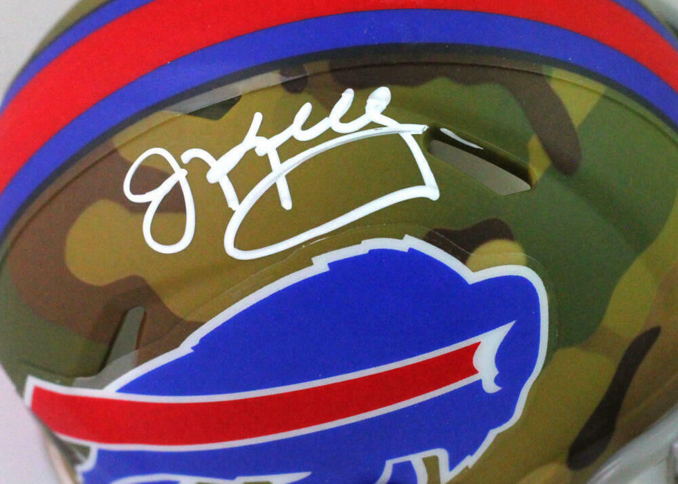 Jim Kelly Buffalo Bills Signed Camo Mini Helmet (BAS COA)