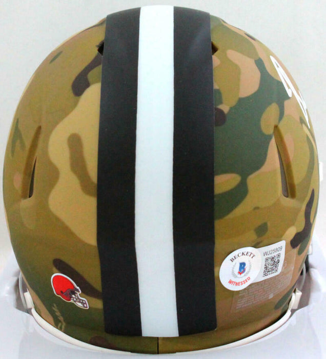 Baker Mayfield Cleveland Browns Signed Camo Mini Helmet (BAS COA)