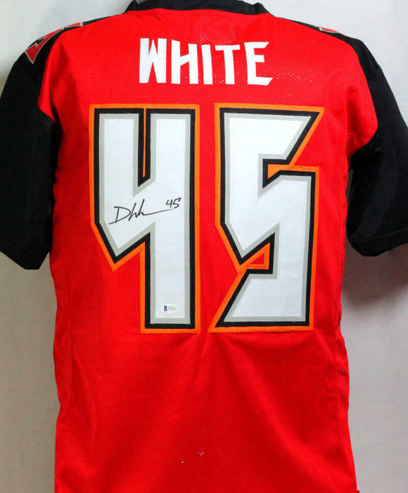 Devin White Autographed Red/Black Pro Style Jersey (BAS COA)