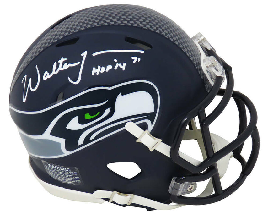 Walter Jones Seattle Seahawks Signed Seattle Seahawks Riddell Speed Mini Helmet with HOF'14 (SCHWARTZ)