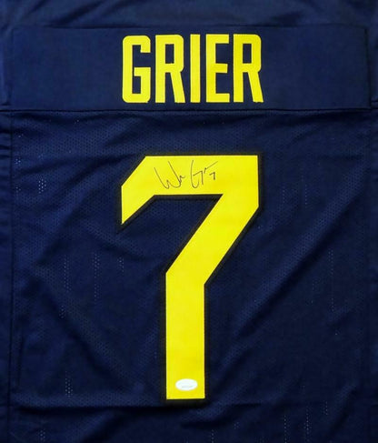 Will Grier Autographed Blue College Style Jersey (JSA COA)