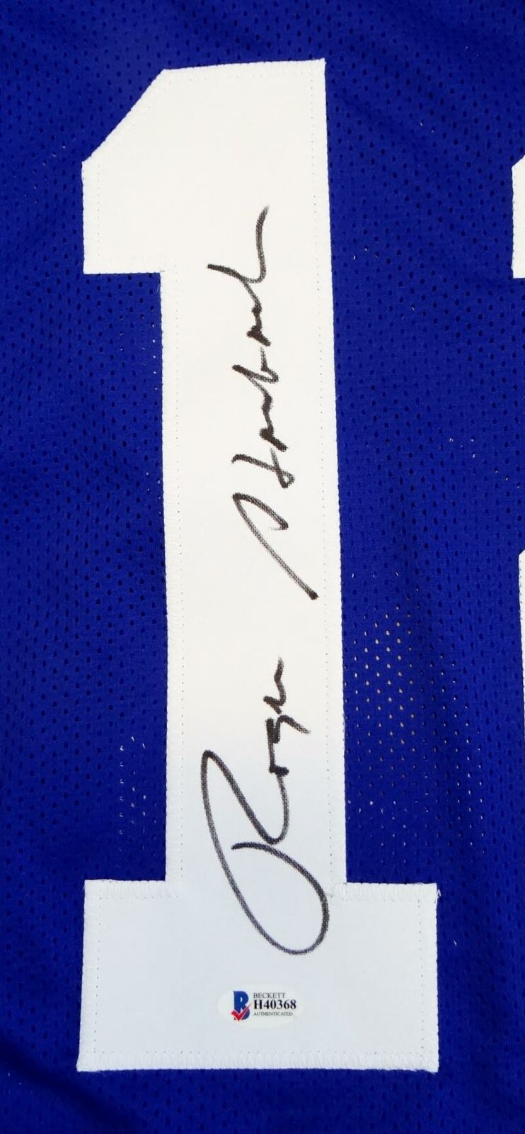 Roger Staubach Autographed Blue Stat5 Pro Style Jersey (BAS COA)