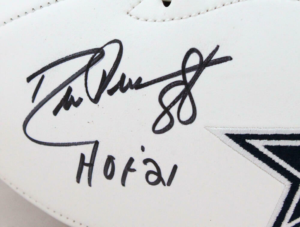 Drew Pearson Tony Hill Signed Dallas Cowboys Logo Football w/2 Insc- (BAS COA)