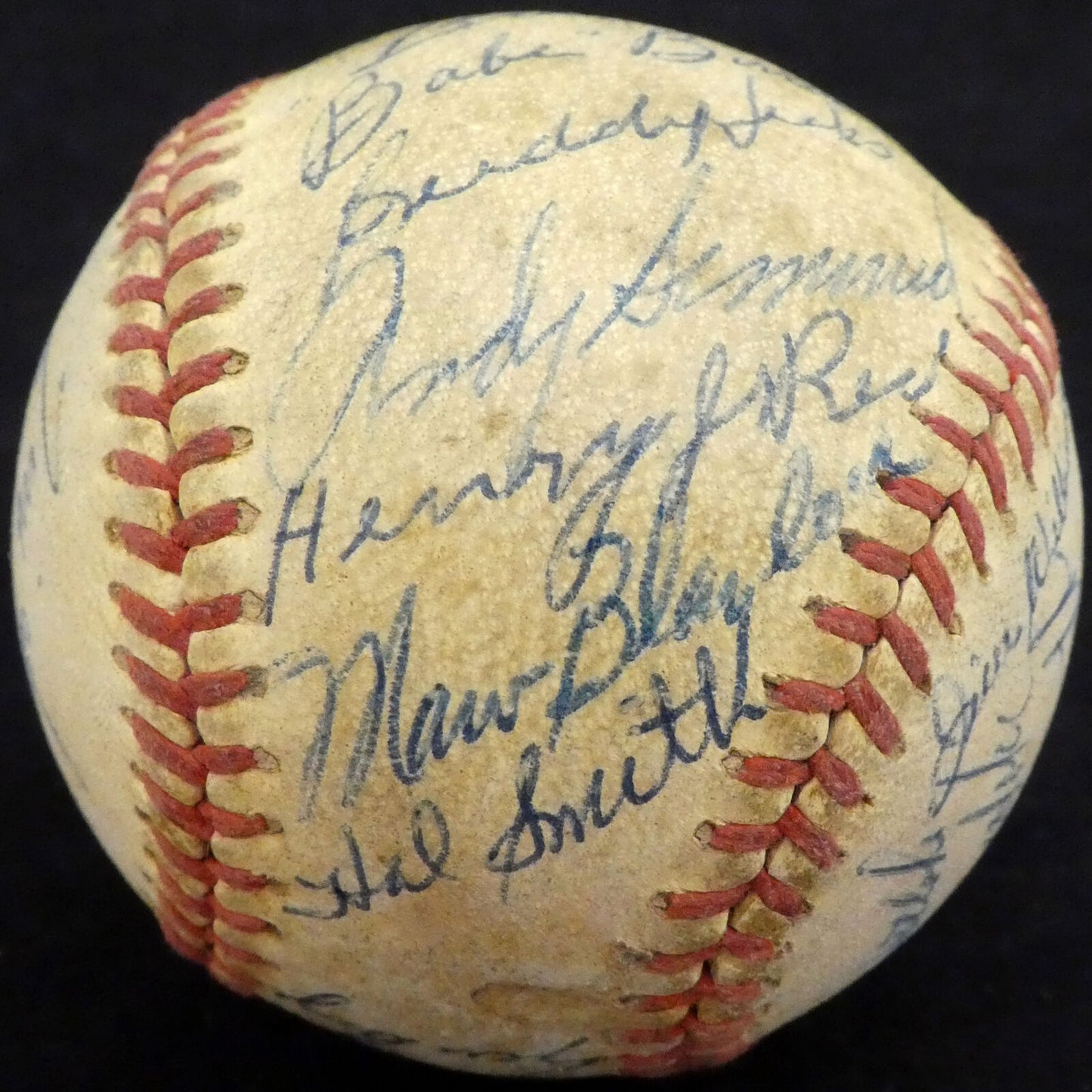 1956 Spring Training Autographed Baseball 33 Sigs Al Kaline Schoendienst A52659, , 