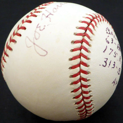 Joe Hauser Autographed AL Baseball A's HR RBI Batting AVG (BAS COA)