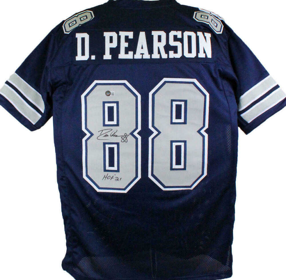 Drew Pearson Authentic Signed Navy Blue Pro Style Jersey BAS Witnessed