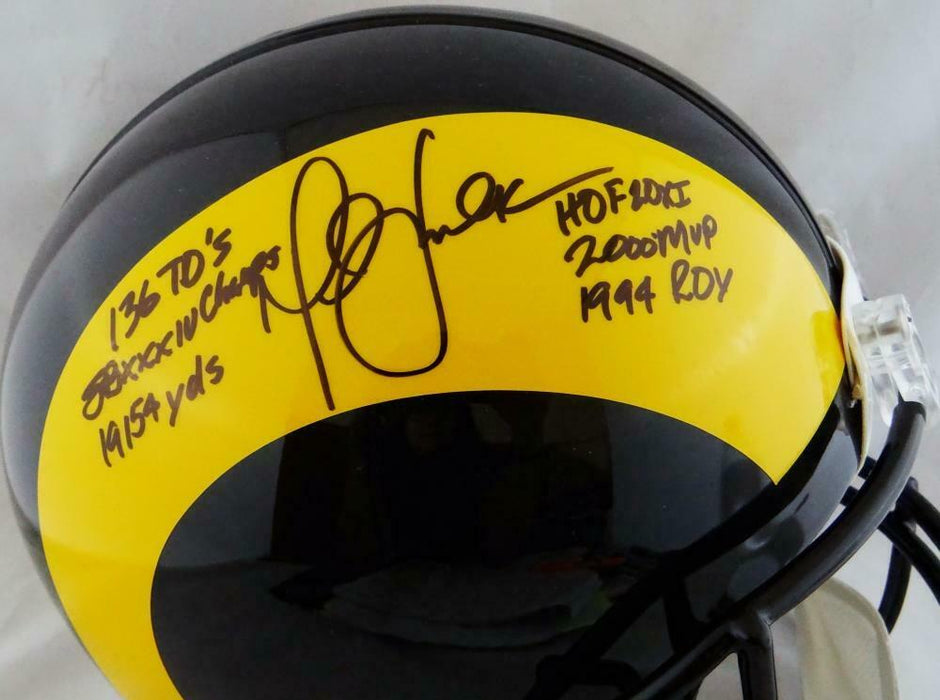 Marshall Faulk St. Louis Rams Signed F/S Pro Line Rams 81-99 TB Helmet JSA COA (Los Angeles)