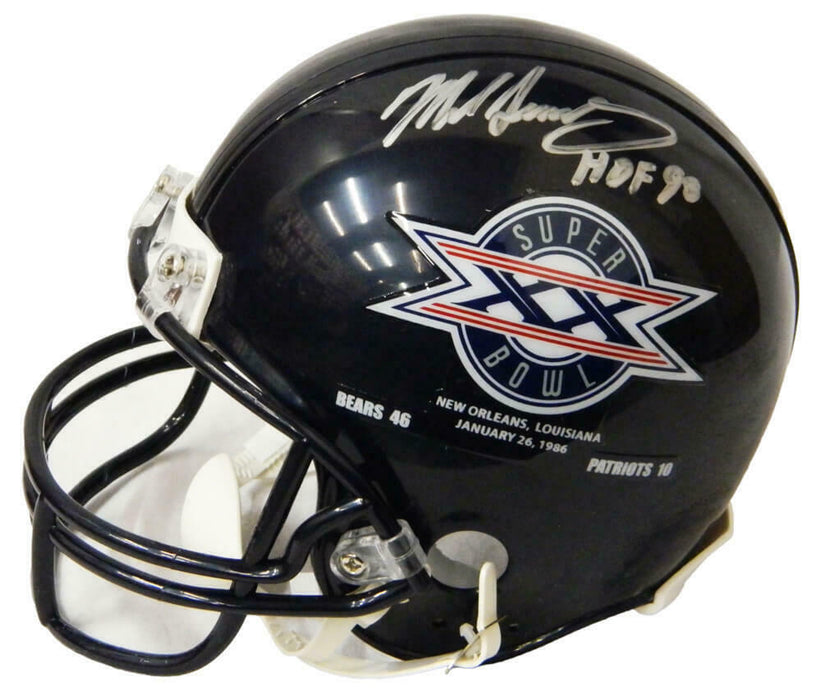 MIKE SINGLETARY Chicago Bears/SB XX Champs Signed Logo Riddell Mini Helmet w/HOF'98 (SS COA)