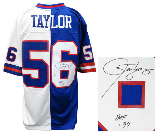 Lawrence Taylor New York Giants Signed New York Giants Mitchell & Ness Split Jersey with HOF'99 (SCHWARTZ)