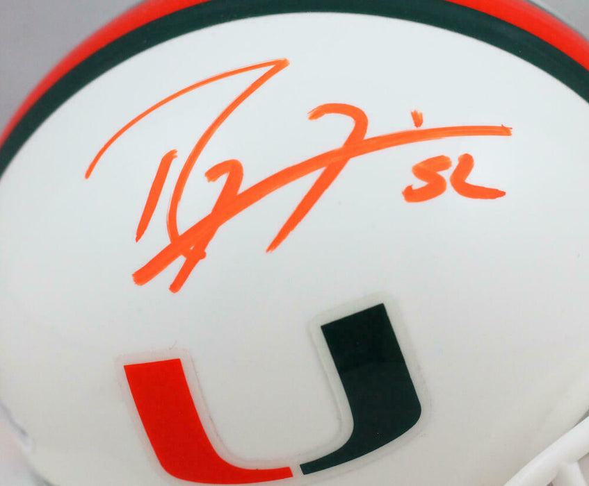 Ray Lewis Miami Hurricanes Signed White Riddell Speed Mini Helmet (BAS COA)