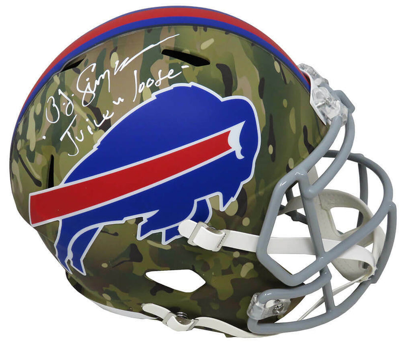 O.J. Simpson Buffalo Bills Signed CAMO Riddell F/S Rep Helmet w/Juice Is Loose (SS COA)