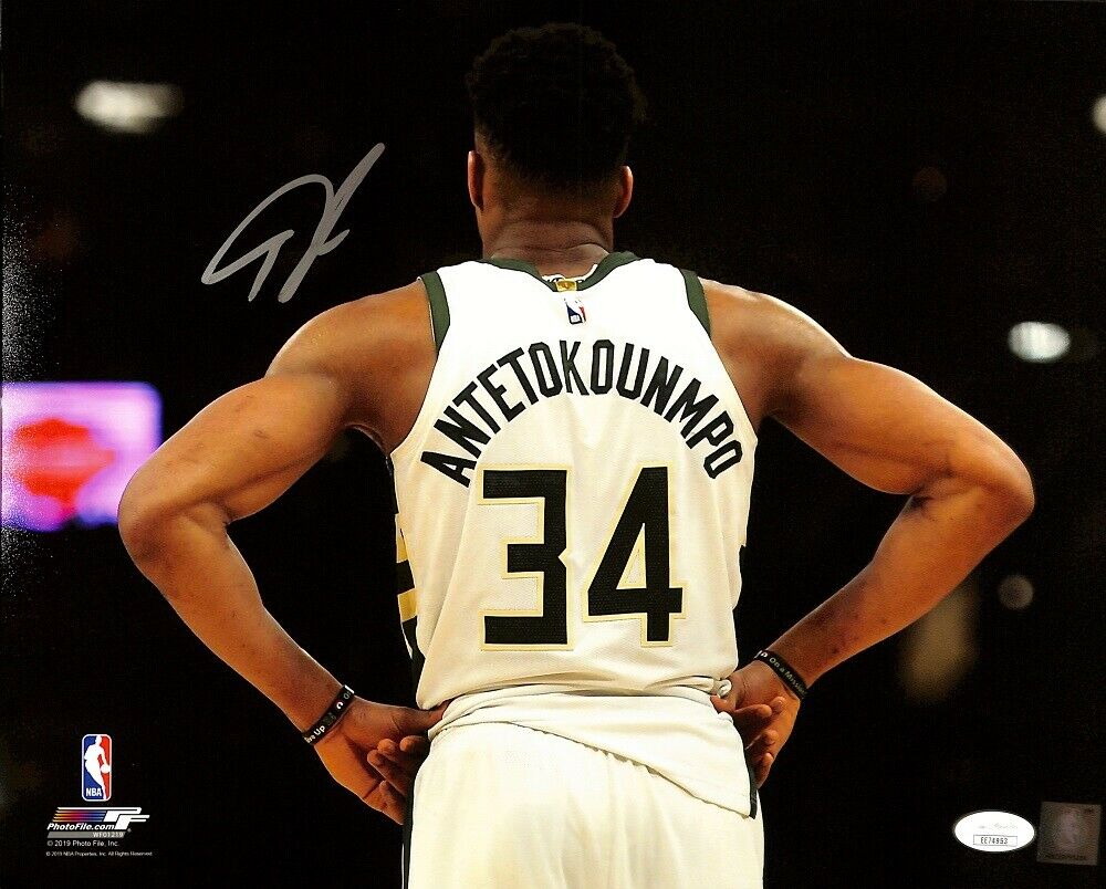 Giannis Antetokounmpo Milwaukee Bucks Signed 11x14 Basketball Photo (JSA COA)