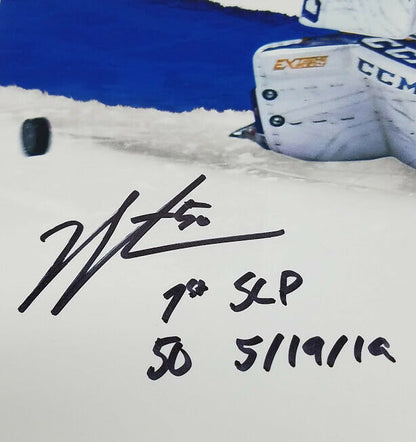 Jordan Binnington St. Louis Blues Signed "1st SCP SO 5/19/19" 11" x 14" Photo (FAN COA)