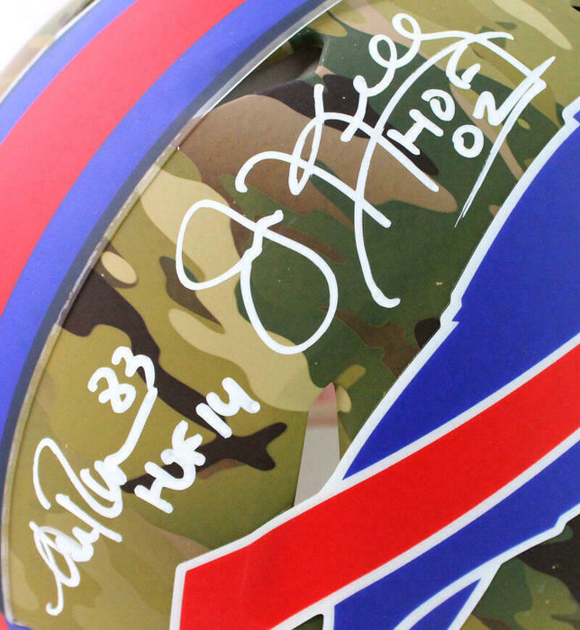Kelly/Reed/Thomas Buffalo Bills Signed F/S Camo Authentic Helmet w/HOF (JSA COA)