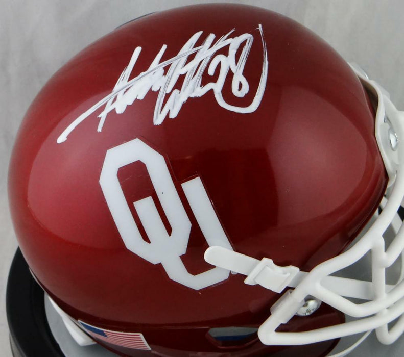 Adrian Peterson Oklahoma Sooners Signed Schutt Mini Helmet (BAS COA), , 