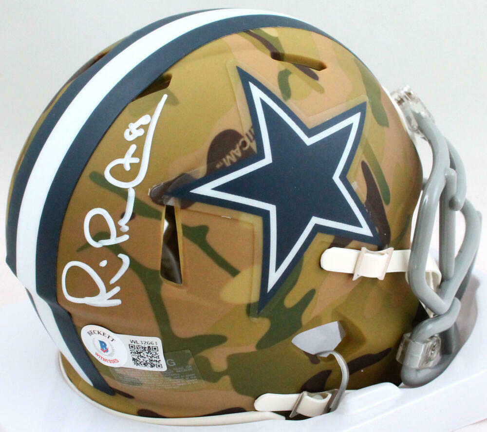 Dak Prescott Autographed Dallas Cowboys Camo Mini Helmet- Beckett