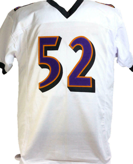 Ray Lewis Autographed White Pro Style STAT2 Jersey (BAS COA)