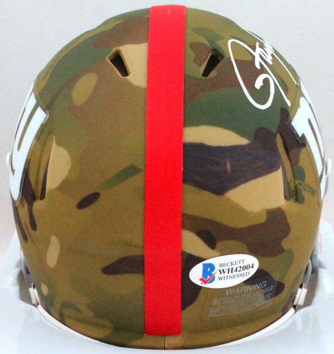 Lawrence Taylor New York Giants Signed NY Giants Camouflage Mini Helmet *White (BAS COA)