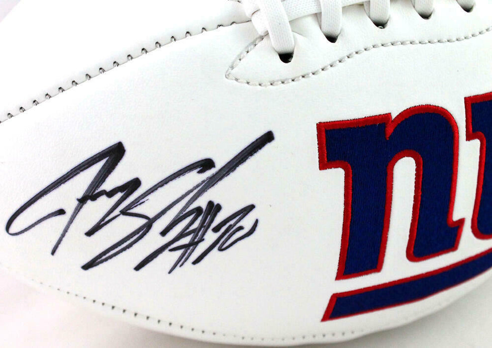 Jeremy Shockey New York Giants Signed New York Giants Logo Football with SB Champs (JSA COA)