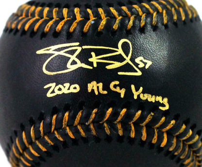 Shane Bieber Signed Rawlings OML Black Baseball w/ Insc (BAS COA)