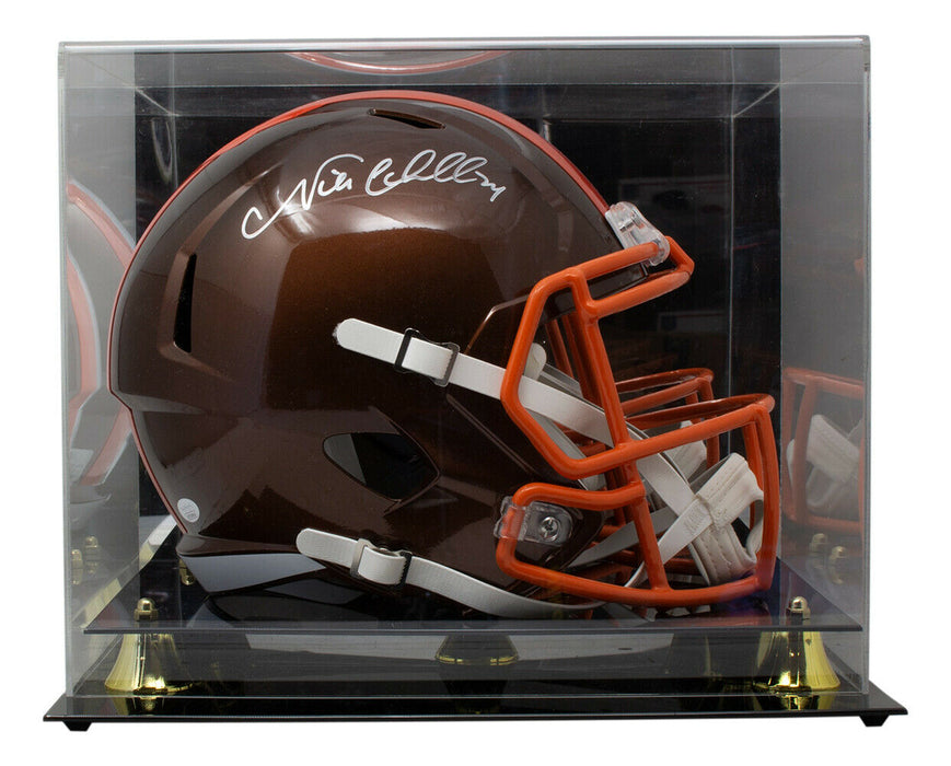 Nick Chubb Cleveland Browns Signed Full Size Speed Replica Flash Helmet w/ Case (JSA COA)