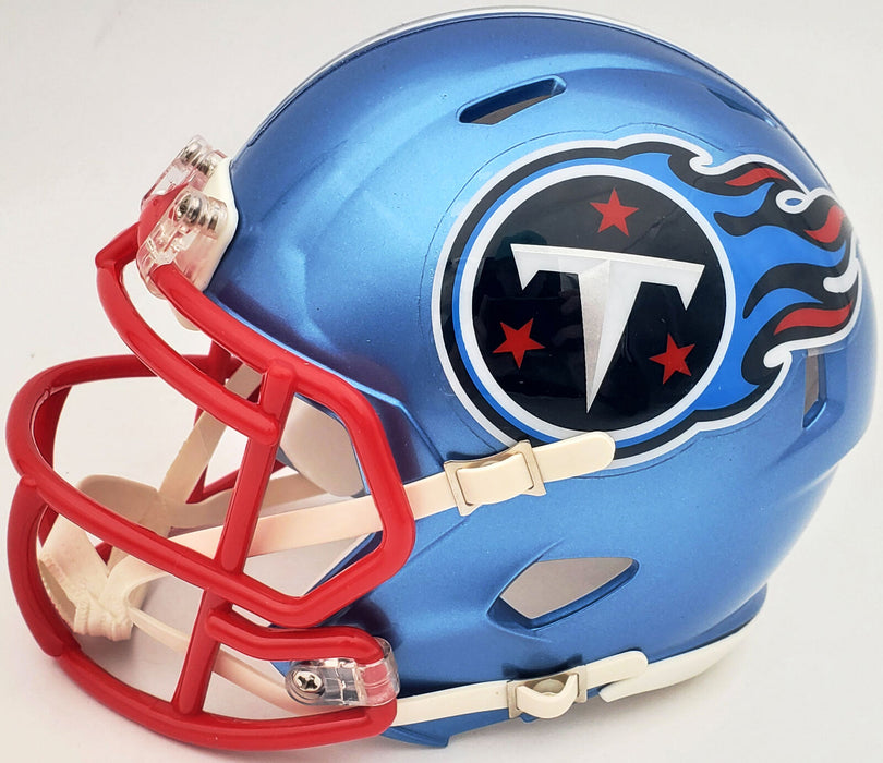 Ryan Tannehill Tennessee Titans Flash Signed Blue Speed Mini Helmet (BAS COA)