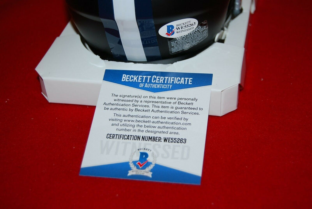 TONY ROMO Dallas Cowboys signed Flat Black Mini Helmet (BAS COA)