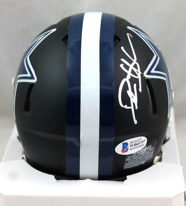 Deion Sanders Autographed Dallas Cowboys Flat Black Mini Helmet- (BAS COA)