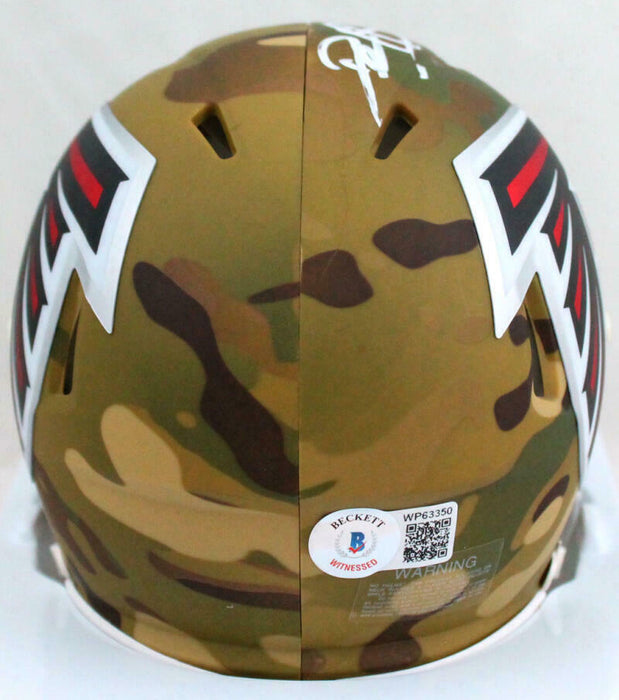 Deion Sanders Atlanta Falcons Signed Camo Speed Mini Helmet (BAS COA)
