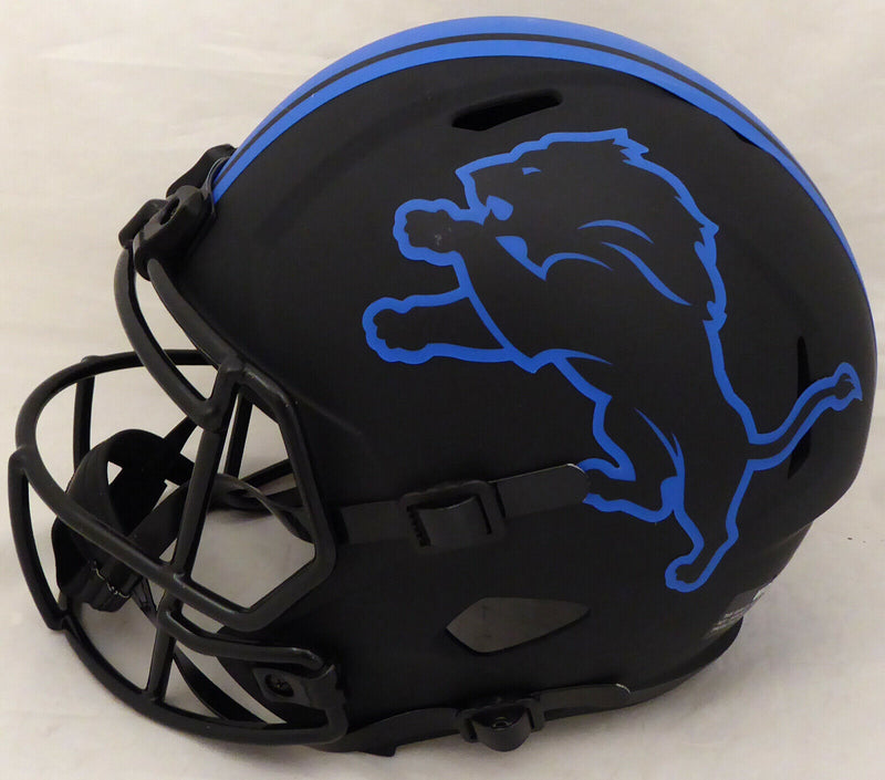 BARRY SANDERS DETROIT LIONS AUTOGRAPHED LIONS BLACK ECLIPSE FULL SIZE HELMET 177666 (BAS COA)