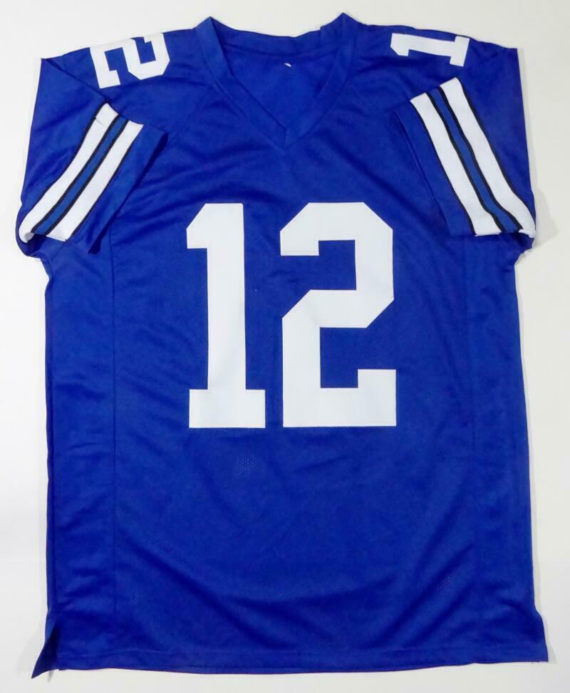 Roger Staubach Autographed Dallas Cowboys Blue Pro Style Jersey w/ HOF - (BAS COA)