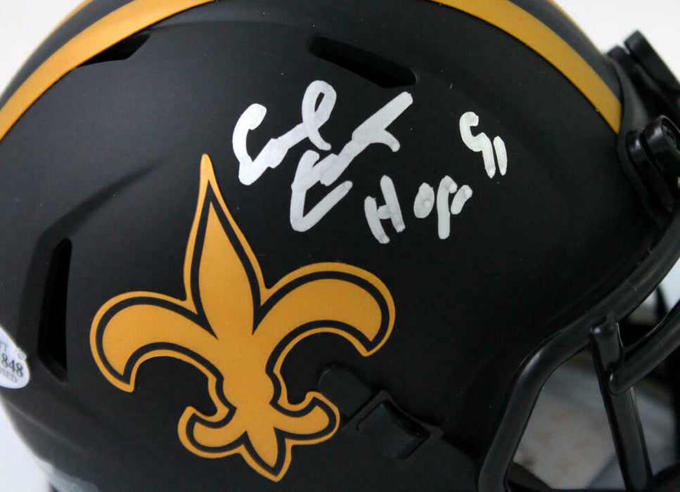 Earl Campbell New Orleans Saints Signed NO Saints Eclipse Speed Mini Helmet with HOF (BAS COA)
