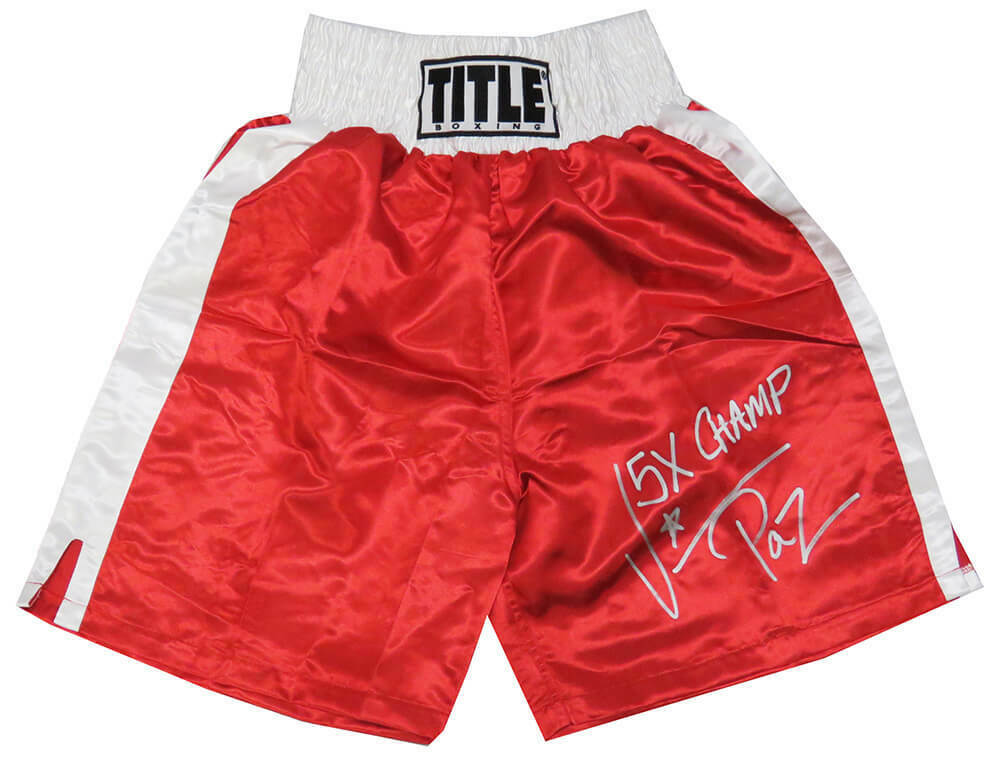 Vinny 'Paz' Pazienza Signed Title Red Boxing Trunks w/5x Champ (SS COA)