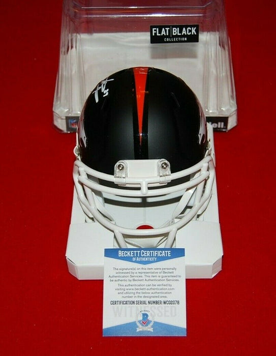 STEVE ATWATER Denver Broncos signed Flat Black Mini Helmet Beckett Witnessed COA