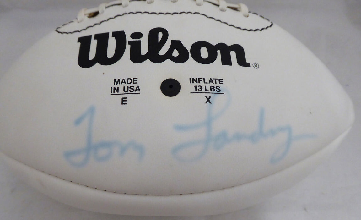 Tom Landry Dallas Cowboys Autographed Signed White Logo Football (Flat) V62721 (BAS COA)
