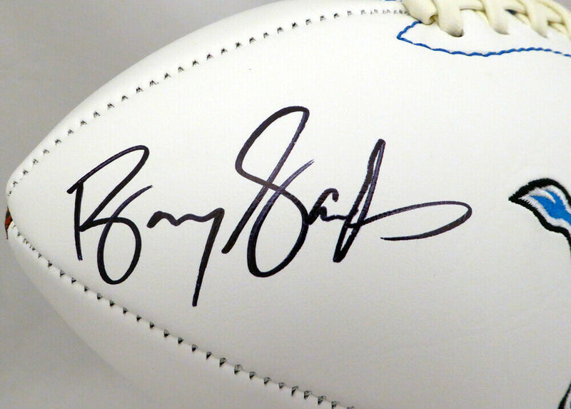 BARRY SANDERS DETROIT LIONS AUTOGRAPHED SIGNED LIONS WHITE LOGO FOOTBALL 125725 (BAS COA)