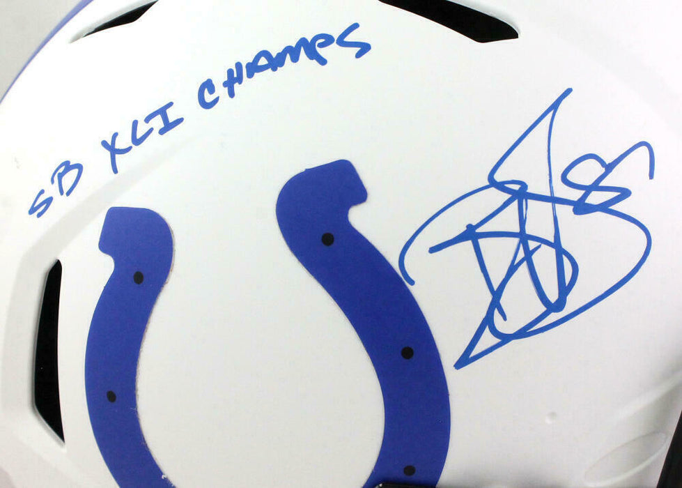 Reggie Wayne Indianapolis Colts Signed F/S Lunar Speed Authentic Helmet W/SB Champs BAS COA (Baltimore)